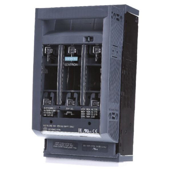 Siemens 3NP1133-1CA10 Fuse Switch Disconnector, 3 Pole, 160A Max Current, 160A Fuse Current