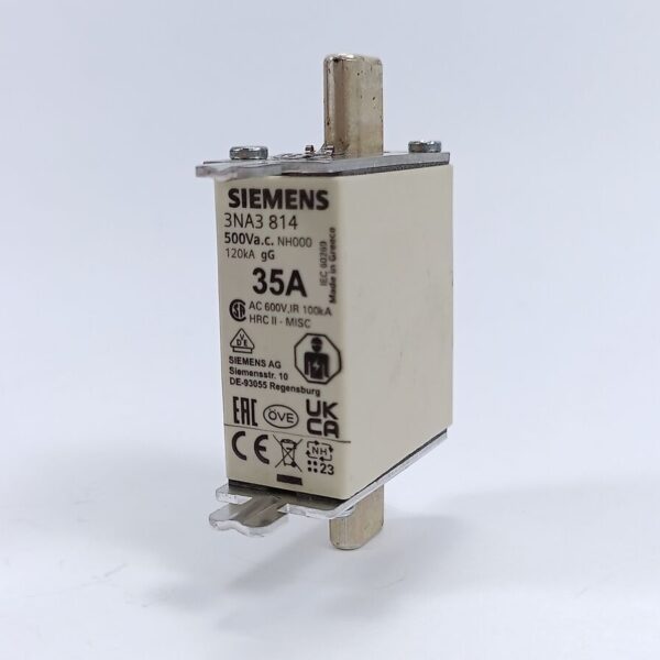 Siemens 3NA3 814 Fuse 35A 500V NH000 gG