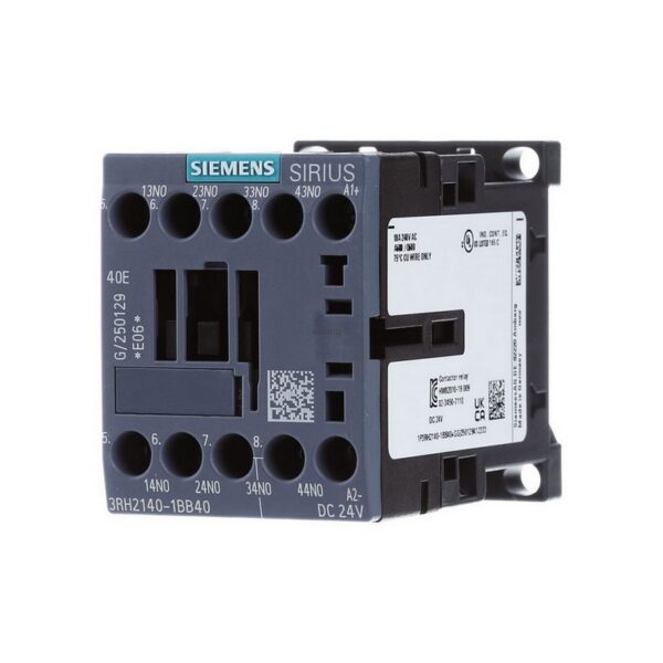 Siemens 3RH2140-1BB40 Auxiliary contactor 24DC 4S S00 - Auxiliary relay 0VAC 24VDC 0NC/ 4 NO