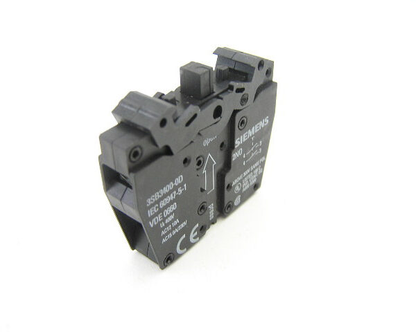 Siemens 3SB34000D Switch, part, Contact block, 2NO, 10 amp thrml, screw term. IP20