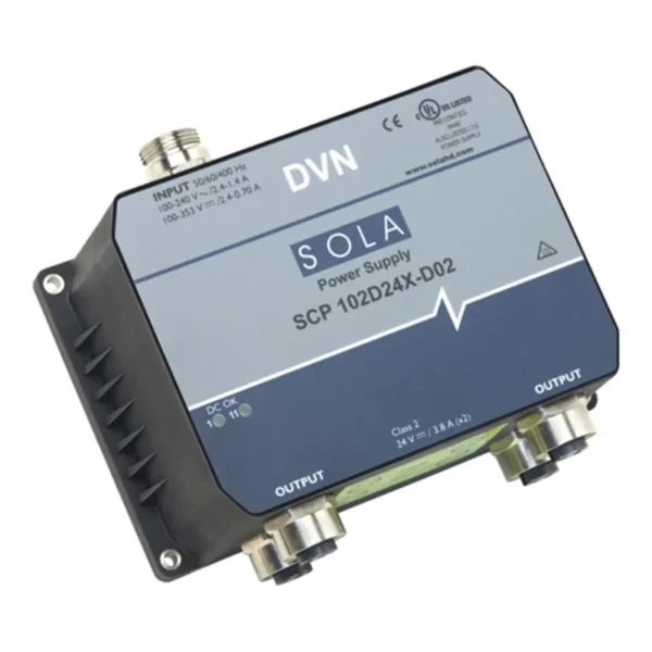 SolaHD SCP102D24X-C02 Enclosed Power Supply, AC-DC, Dual Output, 100W x 2, 3.8A, SCPX Series